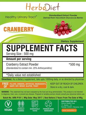 Herbadiet Cranberry - supplement