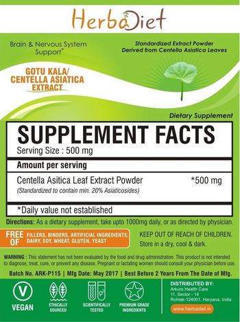 Herbadiet Gotu Kala/Centella Asiatica Extract - supplement