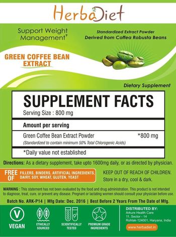 Herbadiet Green Coffee Bean Extract - supplement
