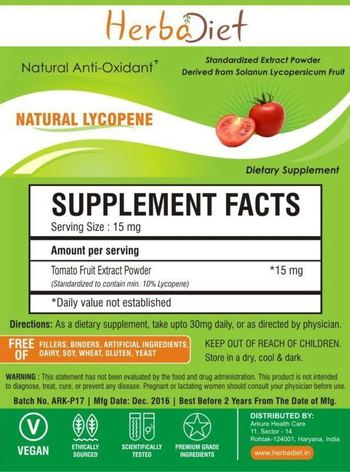 Herbadiet Natural Lycopene - supplement