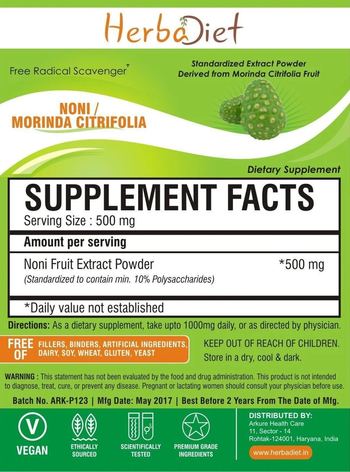 Herbadiet Noni/Morinda Citrifolia - supplement
