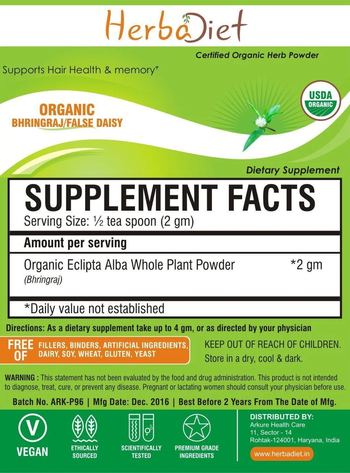 Herbadiet Organic Bhringraj/False Daisy - supplement