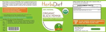 Herbadiet Organic Black Pepper - supplement