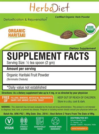 Herbadiet Organic Haritaki - supplement