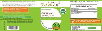 Herbadiet Organic Shatavari - supplement