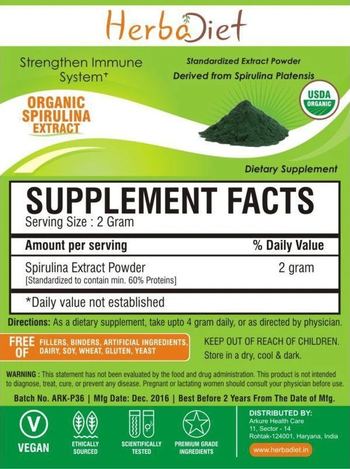 Herbadiet Organic Spirulina Extract - supplement