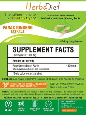 Herbadiet Panax Ginseng Extract - supplement