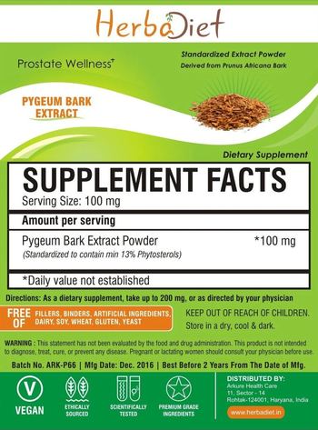Herbadiet Pygeum Bark Extract - supplement