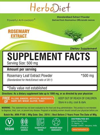 Herbadiet Rosemary Extract - supplement