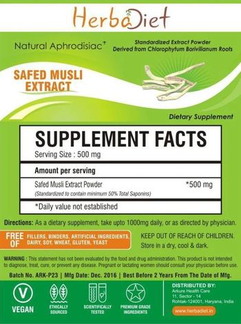 Herbadiet Safed Musli Extract - supplement
