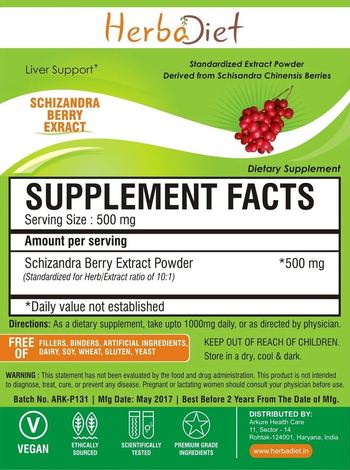 Herbadiet Schizandra Berry Extract - supplement