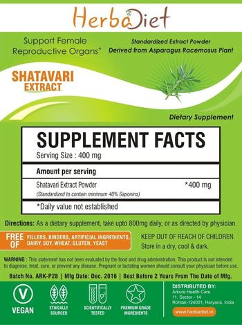 Herbadiet Shatavari Extract - supplement