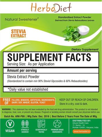 Herbadiet Stevia Extract - supplement