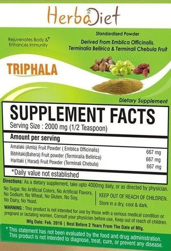 Herbadiet Triphala - supplement