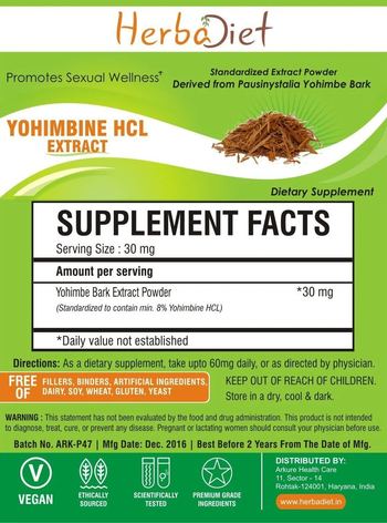 Herbadiet Yohimbine HCL Extract - supplement