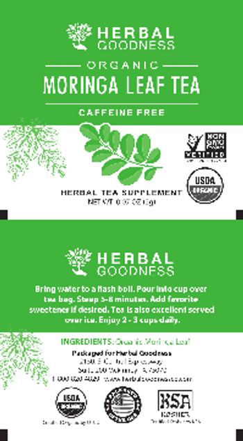 Herbal Goodness Organic Moringa Leaf Tea - herbal tesupplement