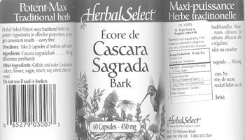 Herbal Select Cascara Sagrada Bark - supplement
