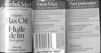 Herbal Select Organic Flax Oil - 