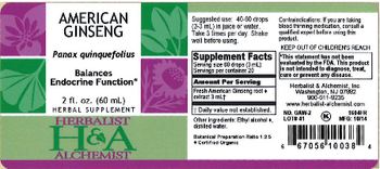 Herbalist & Alchemist H&A American Ginseng - herbal supplement