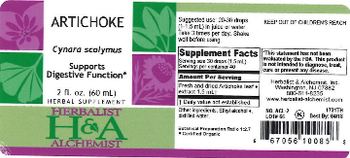 Herbalist & Alchemist H&A Artichoke - herbal supplement