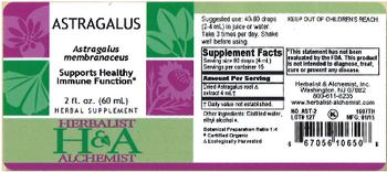 Herbalist & Alchemist H&A Astragalus - herbal supplement