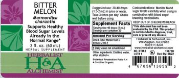 Herbalist & Alchemist H&A Bitter Melon - herbal supplement