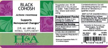 Herbalist & Alchemist H&A Black Cohosh - herbal supplement