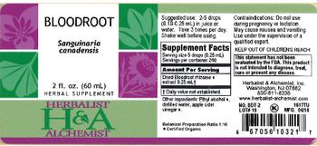 Herbalist & Alchemist H&A Bloodroot - herbal supplement