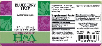Herbalist & Alchemist H&A Blueberry Leaf - herbal supplement