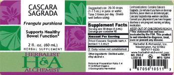 Herbalist & Alchemist H&A Cascara Sagrada - herbal supplement