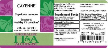 Herbalist & Alchemist H&A Cayenne - herbal supplement