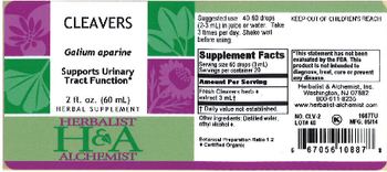 Herbalist & Alchemist H&A Cleavers - herbal supplement