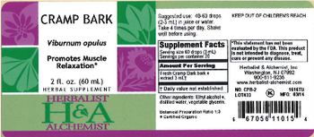Herbalist & Alchemist H&A Cramp Bark - herbal supplement