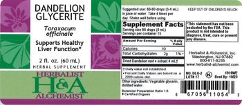 Herbalist & Alchemist H&A Dandelion Glycerite - herbal supplement