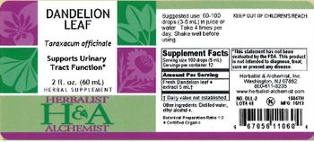Herbalist & Alchemist H&A Dandelion Leaf - herbal supplement