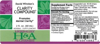 Herbalist & Alchemist H&A David Winston's Clarity Compound - herbal supplement