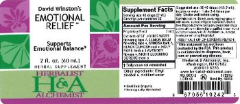 Herbalist & Alchemist H&A David Winston's Emotional Relief - herbal supplement