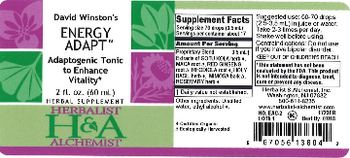 Herbalist & Alchemist H&A David Winston's Energy Adapt - herbal supplement