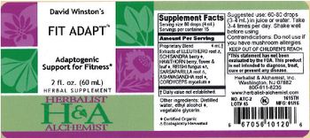Herbalist & Alchemist H&A David Winston's Fit Adapt - herbal supplement