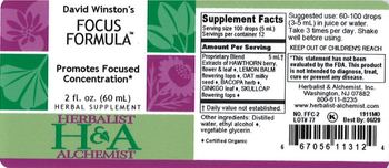 Herbalist & Alchemist H&A David Winston's Focus Formula - herbal supplement