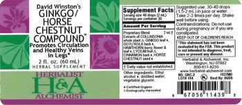 Herbalist & Alchemist H&A David Winston's Ginkgo/Horse Chestnut Compound - herbal supplement