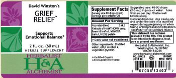 Herbalist & Alchemist H&A David Winston's Grief Relief - herbal supplement