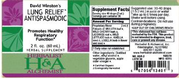 Herbalist & Alchemist H&A David Winston's Lung Relief Antispasmodic - herbal supplement