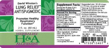 Herbalist & Alchemist H&A David Winston's Lung Relief Antispasmodic - herbal supplement