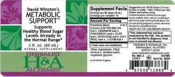 Herbalist & Alchemist H&A David Winston's Metabolic Support - herbal supplement