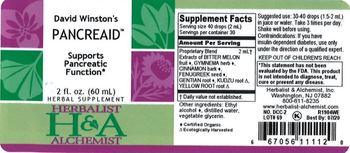 Herbalist & Alchemist H&A David Winston's Pancreaid - herbal supplement