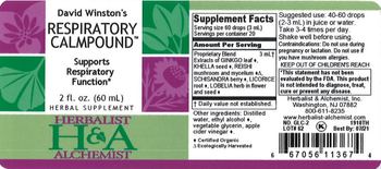 Herbalist & Alchemist H&A David Winston's Respiratory Calmpound - herbal supplement