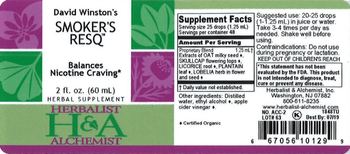 Herbalist & Alchemist H&A David Winston's Smoker's ResQ - herbal supplement