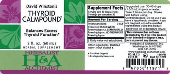 Herbalist & Alchemist H&A David Winston's Thyroid Calmpound - herbal supplement
