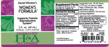 Herbalist & Alchemist H&A David Winston's Women's Formula - herbal supplement
